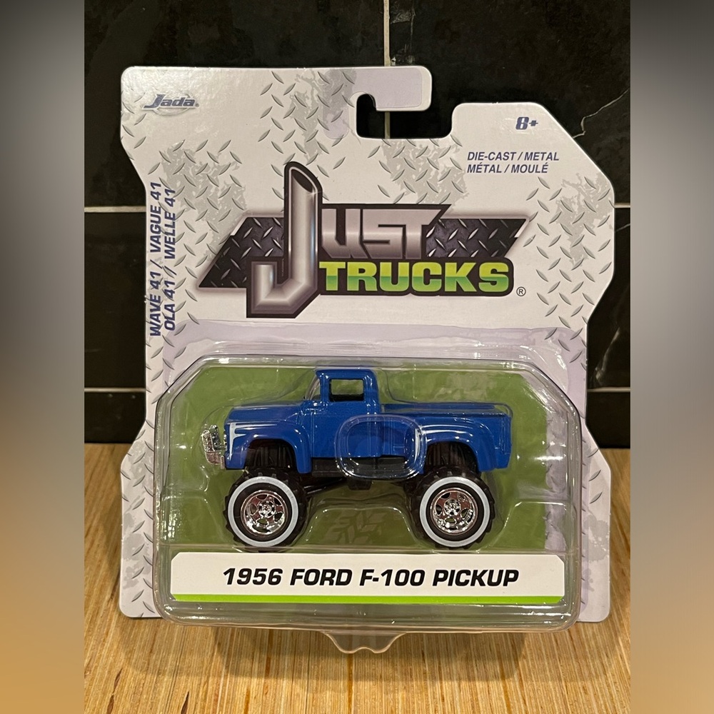 Hard to Find Jada Just Trucks 1956 Ford F100 Pickup Blue White Walls Chrome